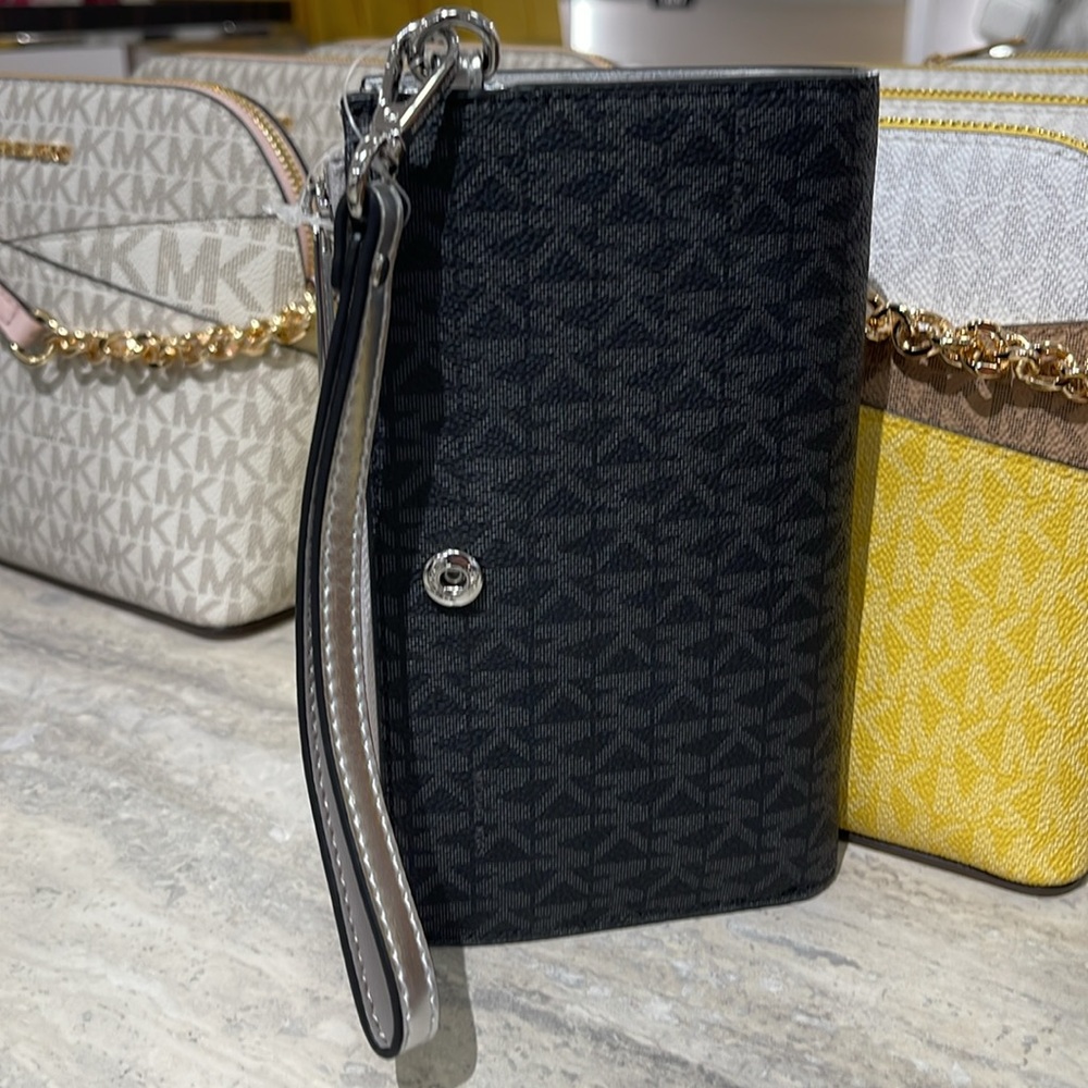 Michael Kors Jet Set Travel Large Embellished Signature Logo Wristlet Wallet Phn - Picture 15 of 16